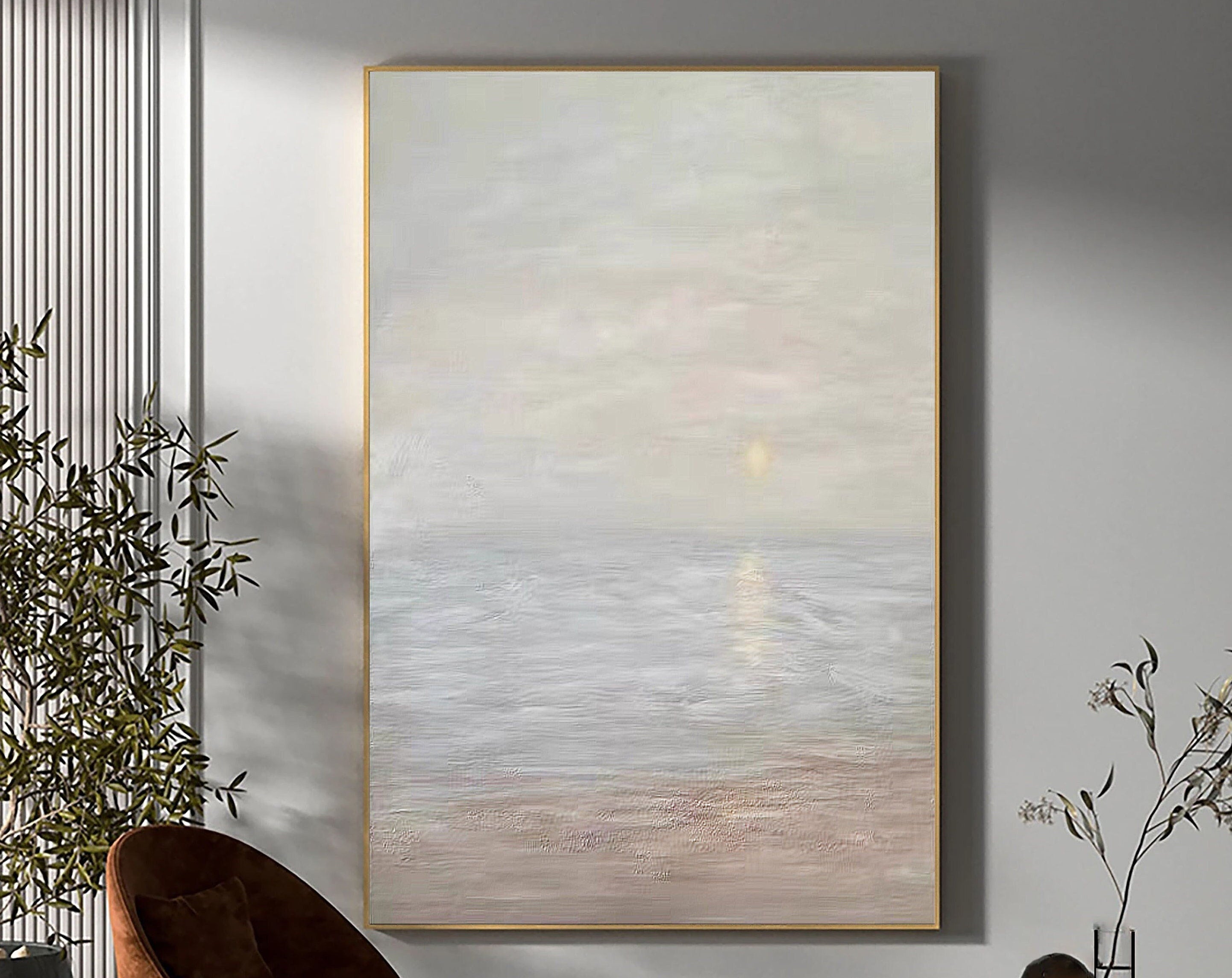 Ocean and Sky Painting #OS 036 - Handmade Coastal Wall Art for Beach House Decor, Living Room & Bedroom