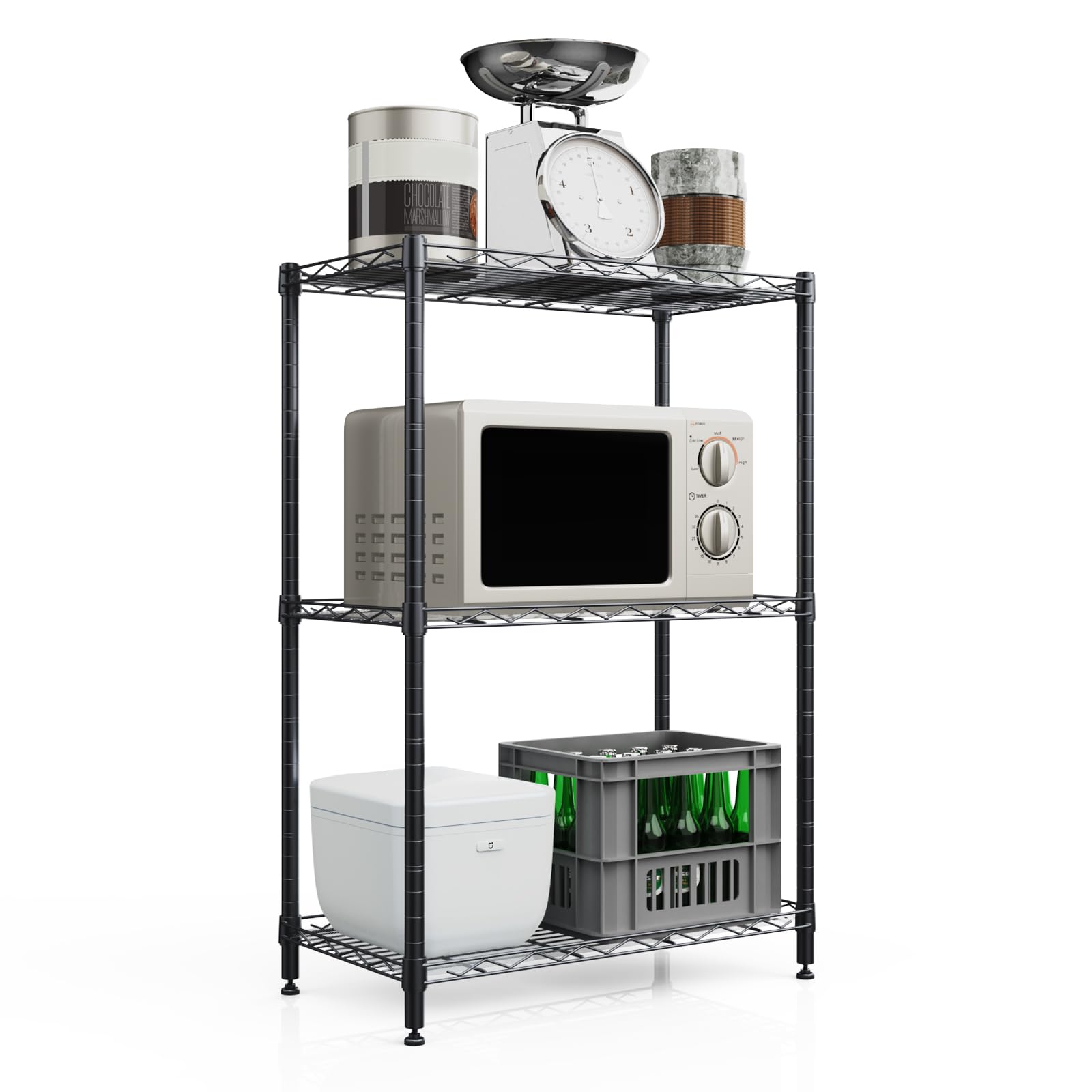 3-Tier Adjustable Metal Wire Shelving Unit - 11.8