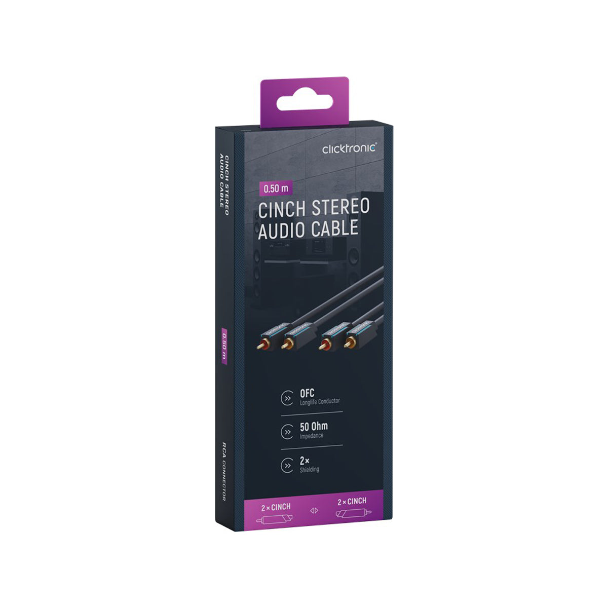 High-Quality Clicktronic Cinch Stereo RCA Cable 0.5m - Perfect for Home Theater, Audio Systems & Gaming Setups