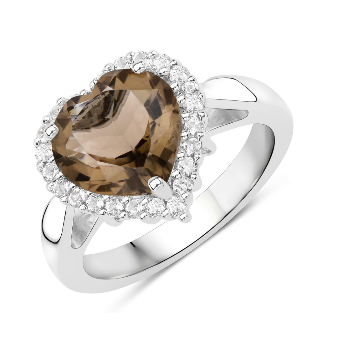 Authentic Smoky Quartz Heart Ring – Elegant Jewelry for Women, Gift for Her, Valentine's Day, Anniversary & Special Occasions