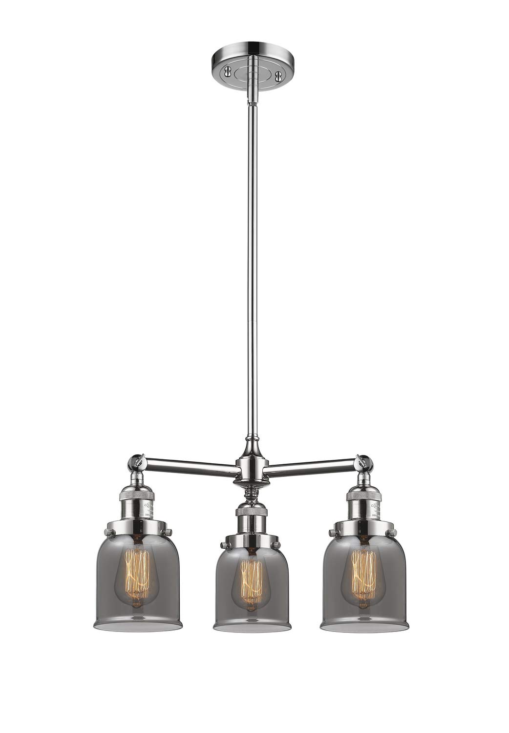 Vintage 3-Light Dimmable LED Chandelier in Polished Chrome - 207-PC-G53-LED by Innovations | Perfect for Dining Room, Bedroom, or Foyer Lighting