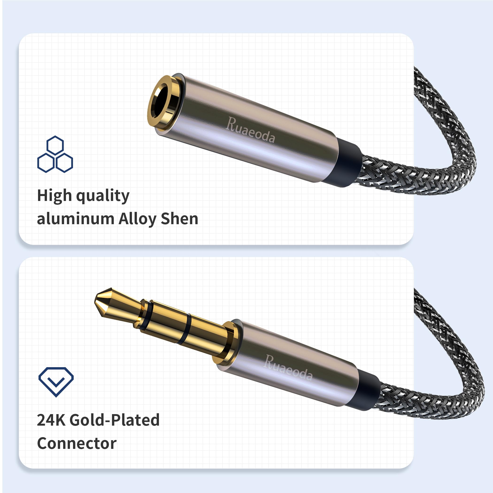 3.5mm Headphone Splitter - Stereo Y AUX Audio Cable, Male to Female Dual Jack Adapter for iPhone, Samsung, Laptop - Share Music with Friends on Road Trips, Flights & Gaming Sessions
