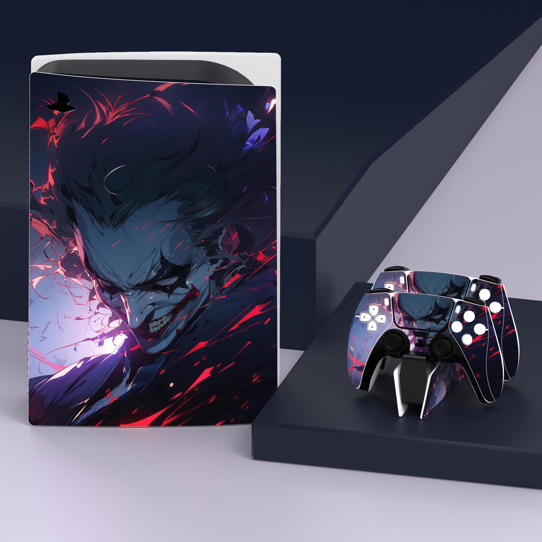 PlayVital Evil Clown Full Skin Decal Set for PS5 Console Disc Edition - Protective Vinyl Stickers for PS5 Controller, Charging Station, Headset & Media Remote - Perfect for Gaming Setup and Themed Decor
