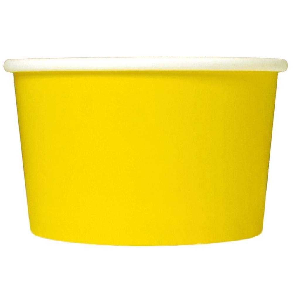 UNIQ 1000-Count 6 oz Disposable Paper Ice Cream Cups - Yellow Dessert Bowls for Frozen Treats, Party Supplies & Bulk Catering | Eco-Friendly Ice Cream Sundae, Gelato & Yogurt Serving Containers