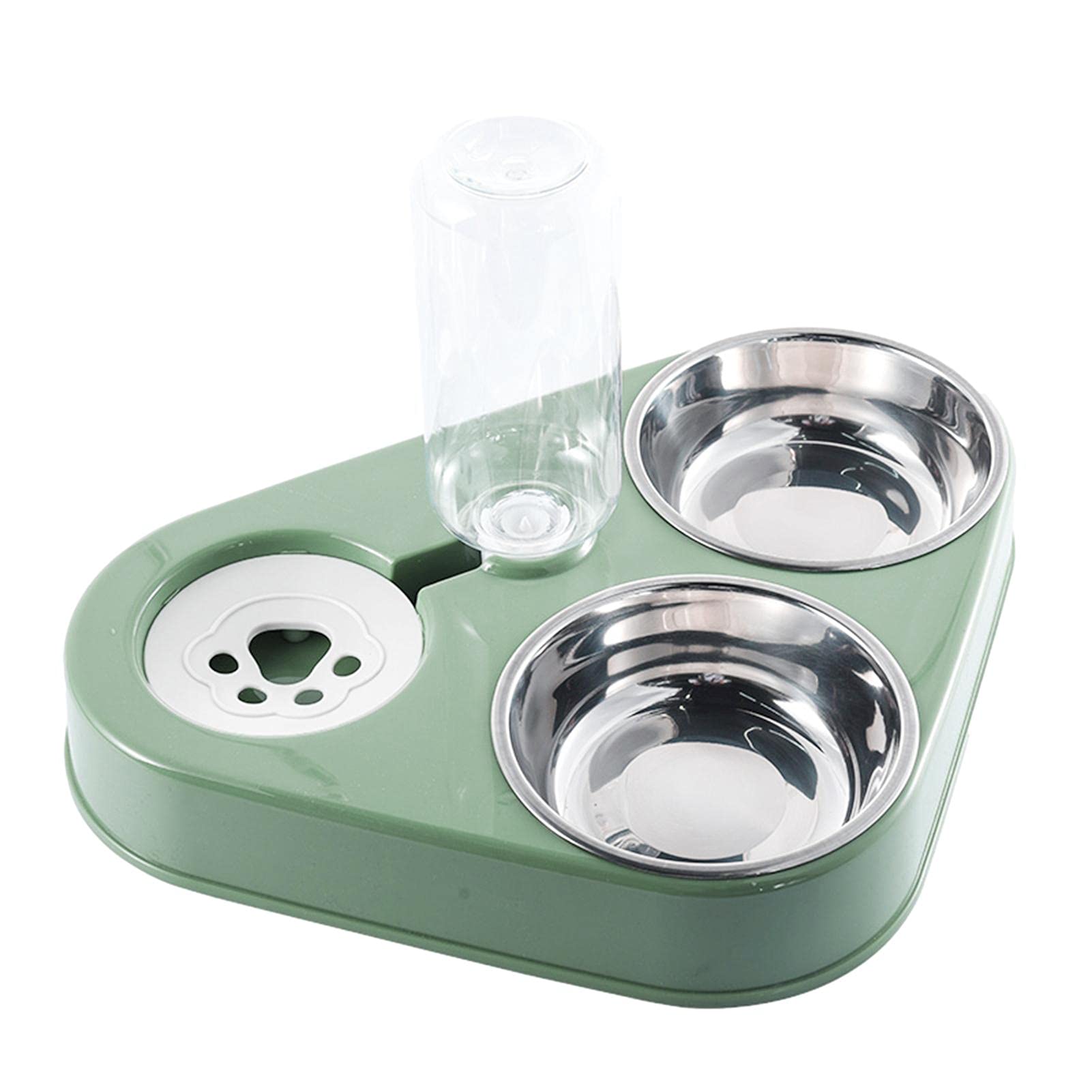 Stainless Steel Double Pet Bowls with Automatic Water Dispenser - No-Spill Dog & Cat Food and Water Bowl Set, Durable Detachable Design for Small Pets - Perfect for Home, Travel, and Outdoor Use