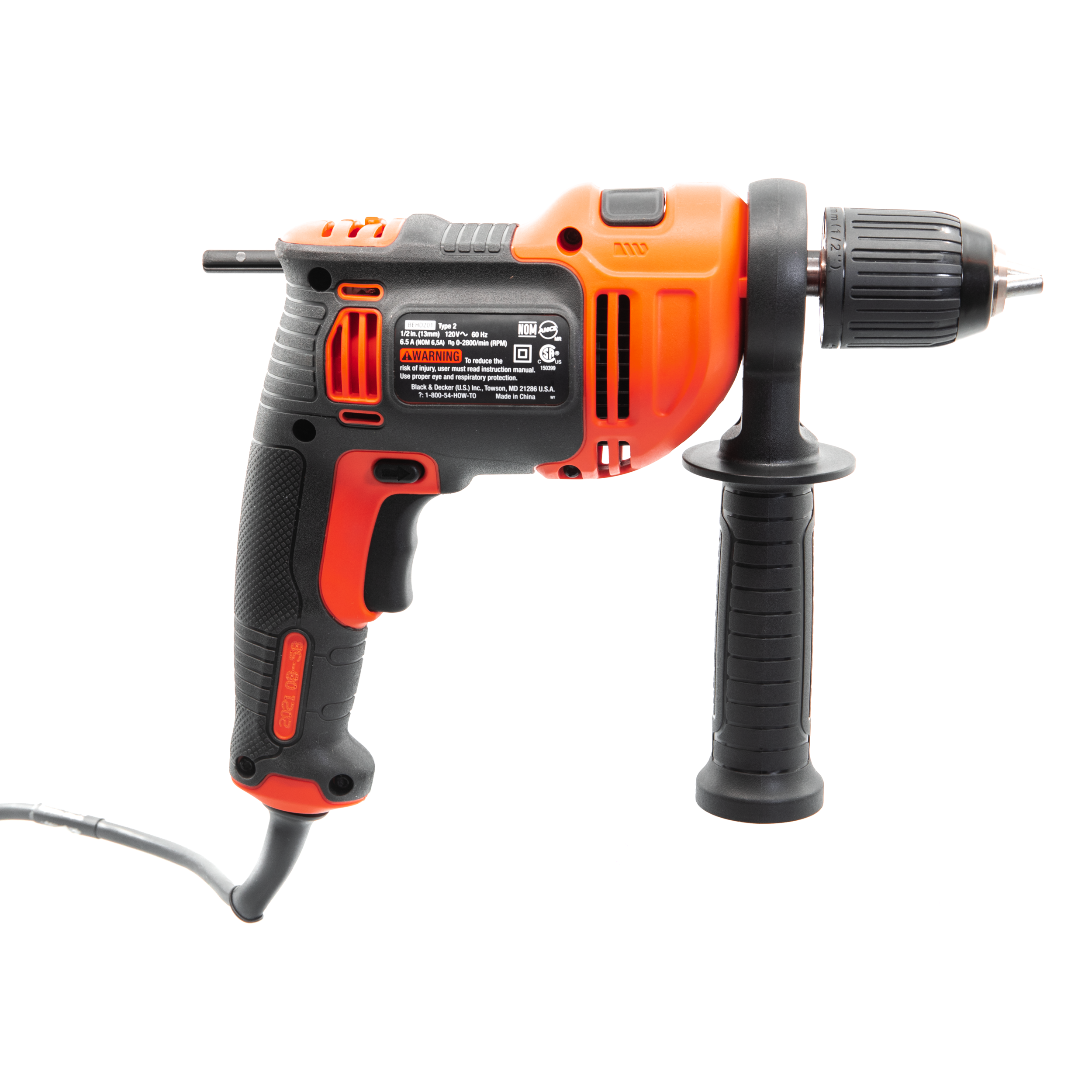 6.5 Amp Heavy Duty Hammer Drill - 1/2 Inch Chuck Corded Power Drill for Concrete, Masonry & Metal - Perfect for Construction, Renovation & DIY Home Projects