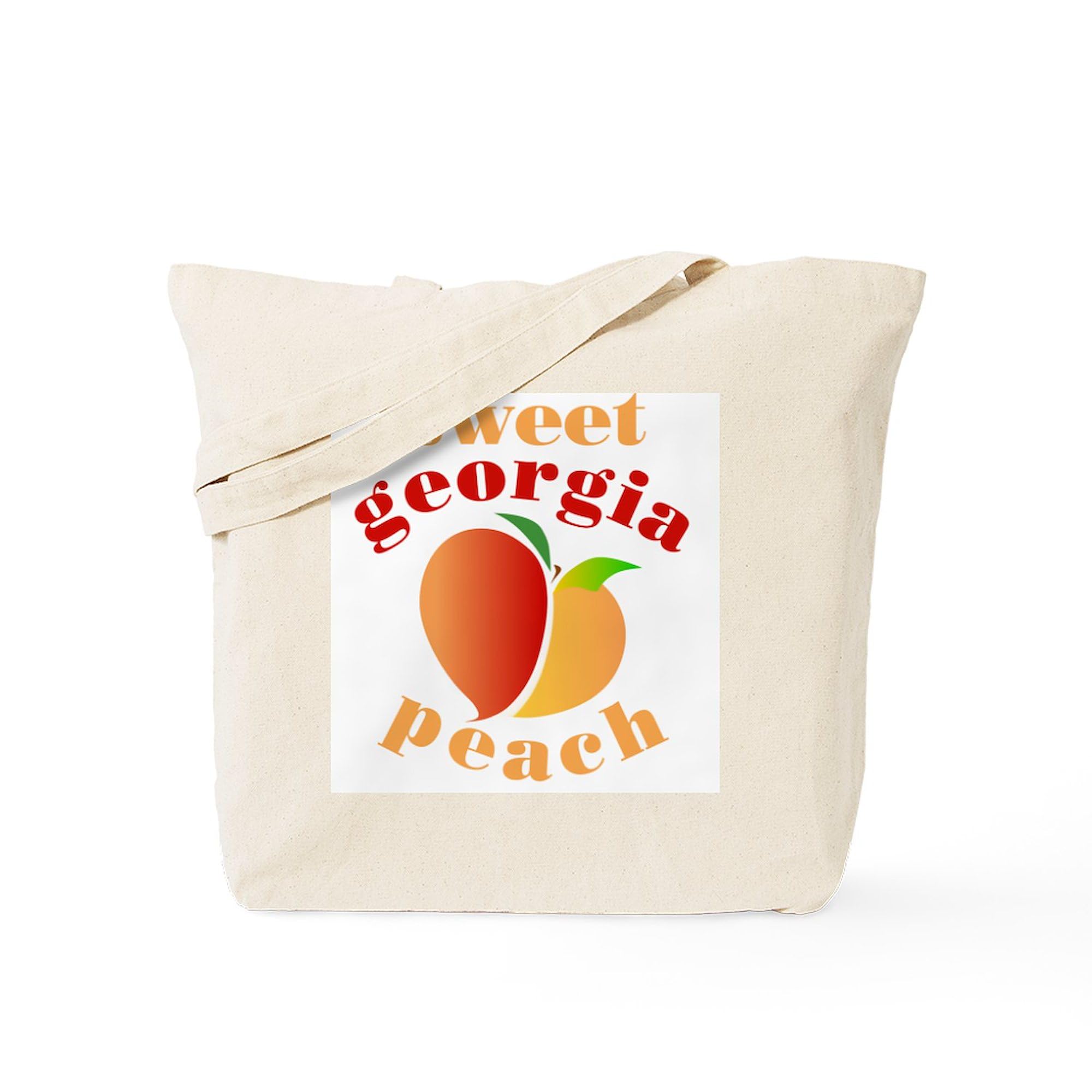 Sweet Georgia Peach Tote Bag - Natural Canvas Reusable Shopping Bag for Groceries, Beach & Farmers Market | Eco-Friendly Cotton Tote with Unique Design