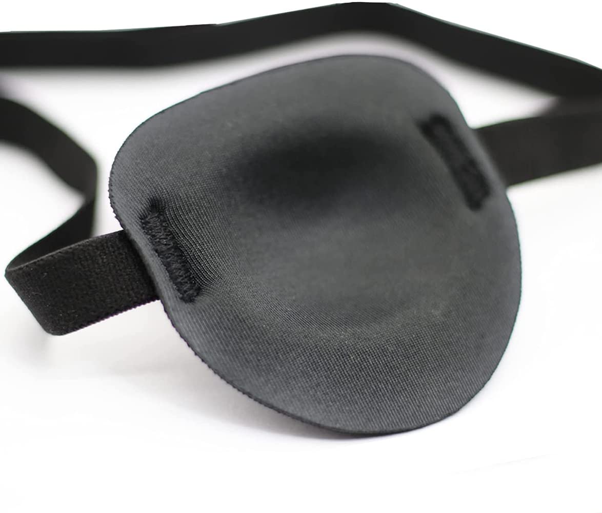 Anzailala Adjustable Eye Patch for Adults and Kids - Black Lazy Eye Patch for Amblyopia Treatment, Comfortable & Reusable - Perfect for Gaming, Reading & Watching TV