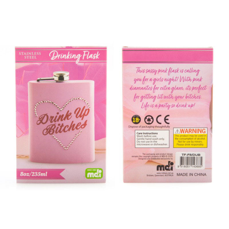 Stainless Steel Insulated Flask - 'Drink Up Bitches' Funny Wine Tumbler for Women, Bachelorette Parties & Girls Night Out