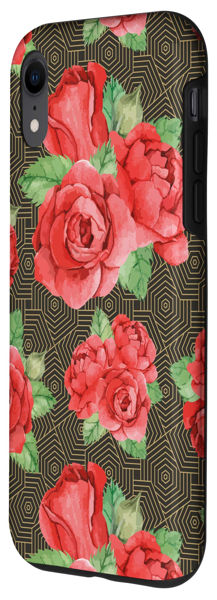 iPhone XR Wildflower Floral Flower Red Rose Minimalist Pattern Phone Case - Protective Slim Cover for Everyday Use, Travel & Work