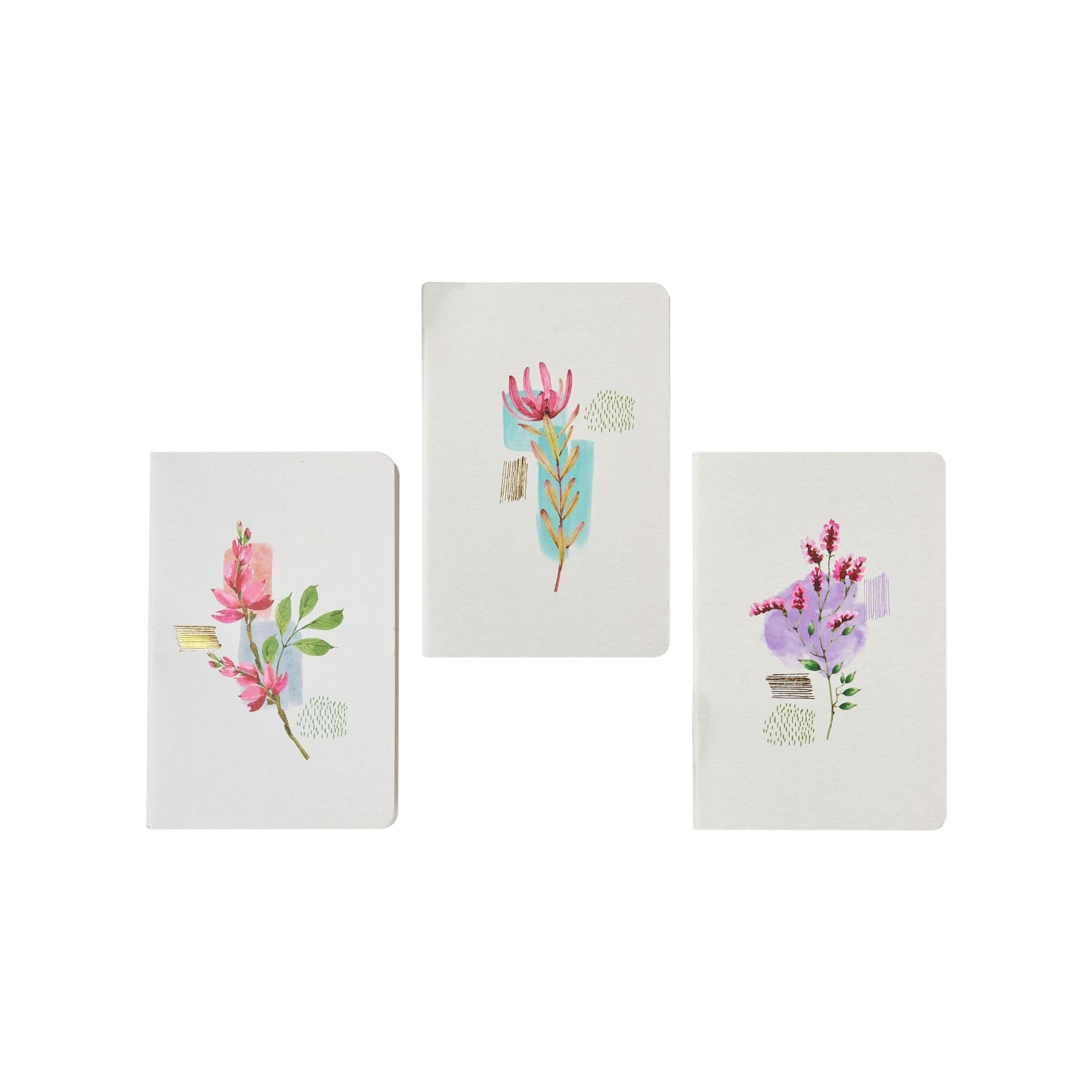DOODLE Pastel Petals 3-Pack Softbound B6 Undated Notebook Set - 2 Ruled & 1 Blank Diary | 7x4.75 Inches, 64 Pages Each | Perfect for Journaling, Note-Taking, Drawing & Gift Giving | School, Office & Travel Essential