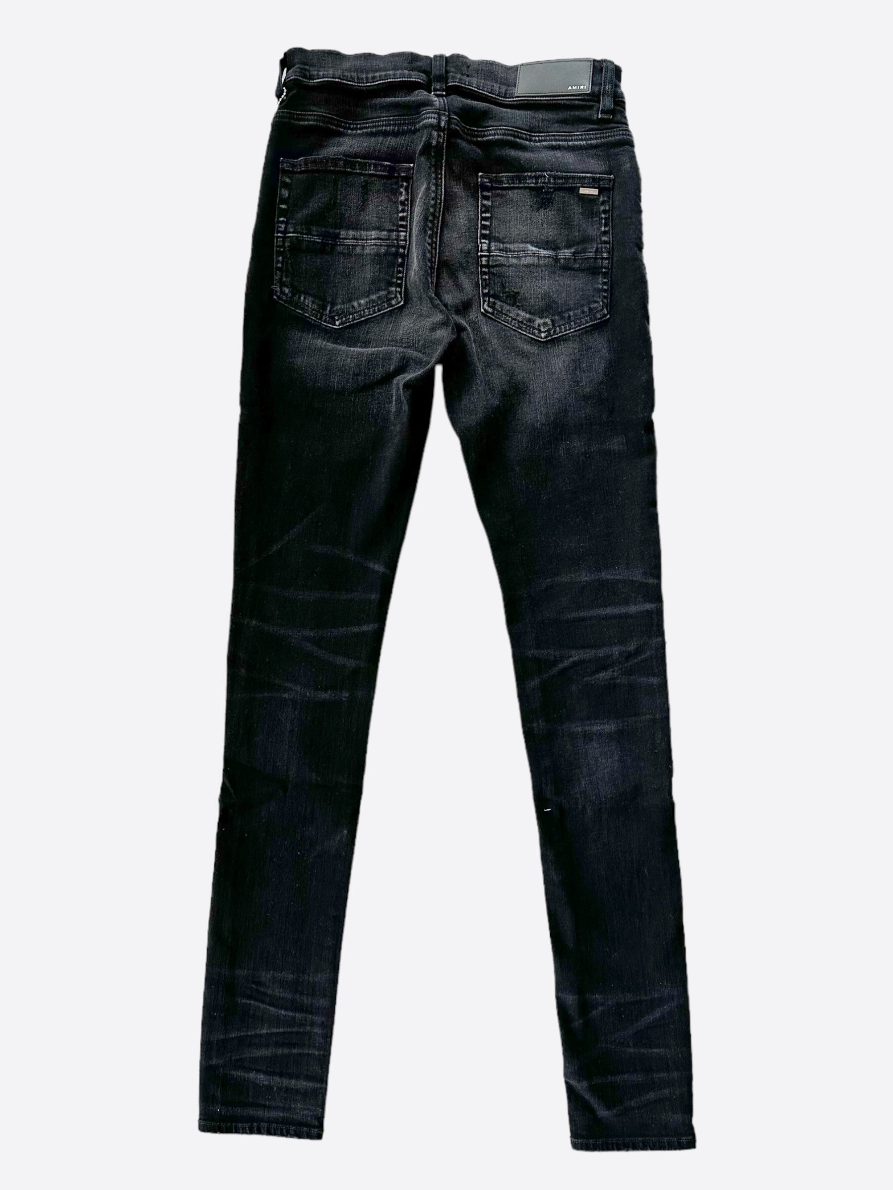 Amiri Aged Black Bandana Patch MX1 Jeans for Men - Premium Distressed Denim Pants with Unique Design | Perfect for Casual Wear, Street Style & Night Out