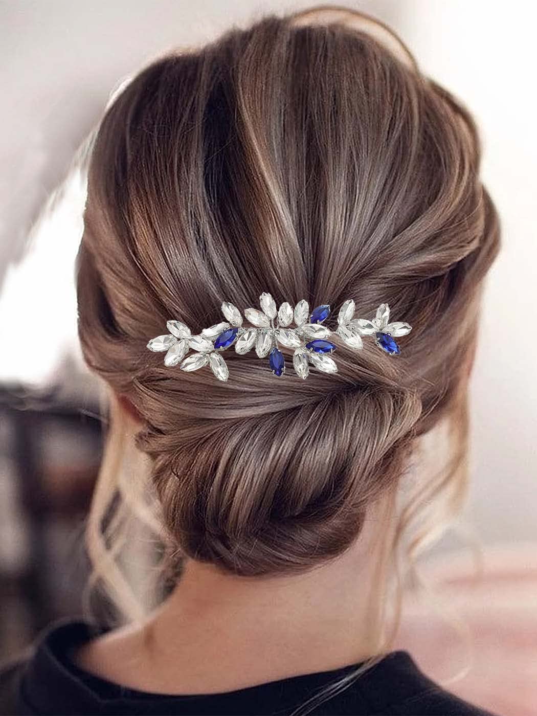 Latious Crystal Wedding Hair Comb - Blue Rhinestone Bridal Hair Clip with Silver Gem Hairpiece for Women & Girls | Perfect for Bridal Showers, Weddings, Prom & Special Occasions