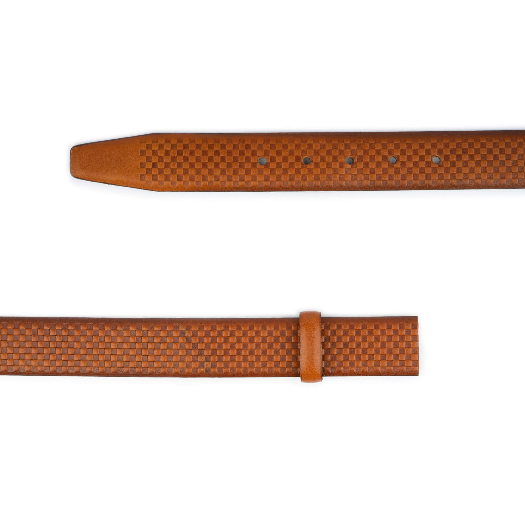 Genuine Brown Leather Belt Strap with Check Emboss Design - Replacement Buckle for Dunhill Men's Belts | Perfect for Office, Casual Wear & Formal Occasions