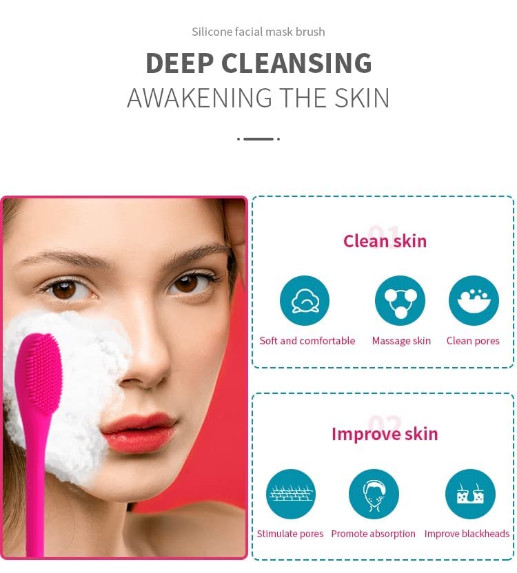 Dual-End Silicone Face Mask Brush - Soft & Flexible Facial Cleansing & Massage Tool for Mud, Clay & Modeling Masks | Perfect for Spa, Skincare & At-Home Beauty Routines
