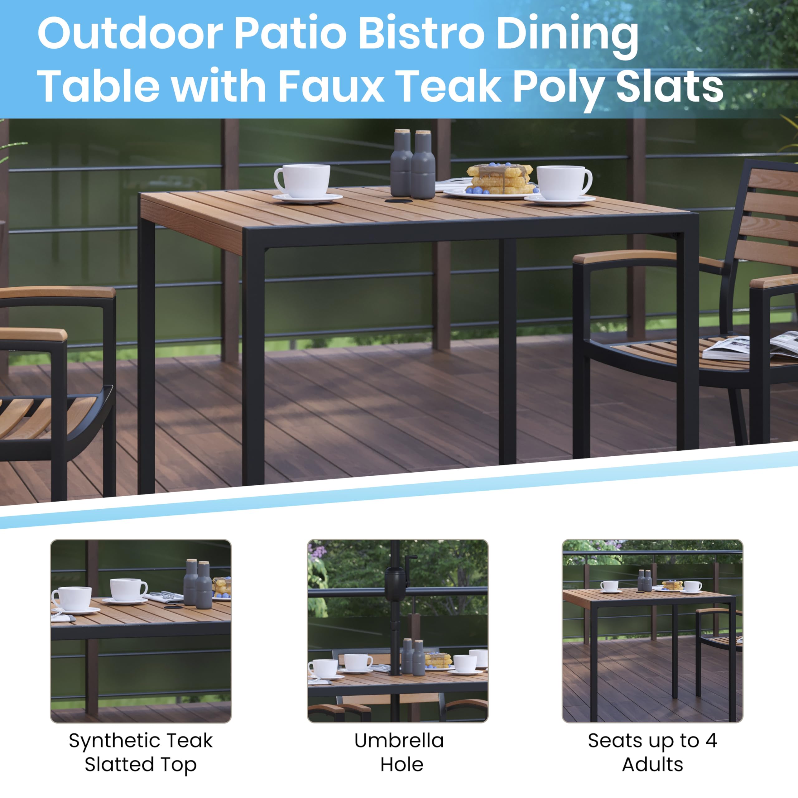 Flash Furniture Lark 3-Piece Outdoor Patio Dining Set - 35