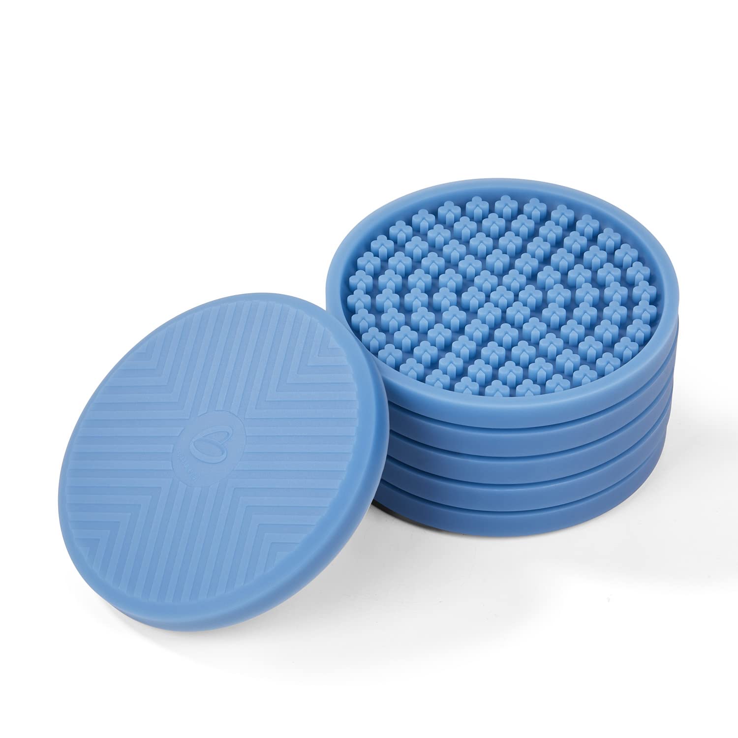 Premium Silicone Drink Coasters Set of 6 - Luxury Club-Shaped, Heat Resistant & Non-Slip Table Protectors (Sky Blue) - Perfect for Home Bars, Office Desks & Dining Tables