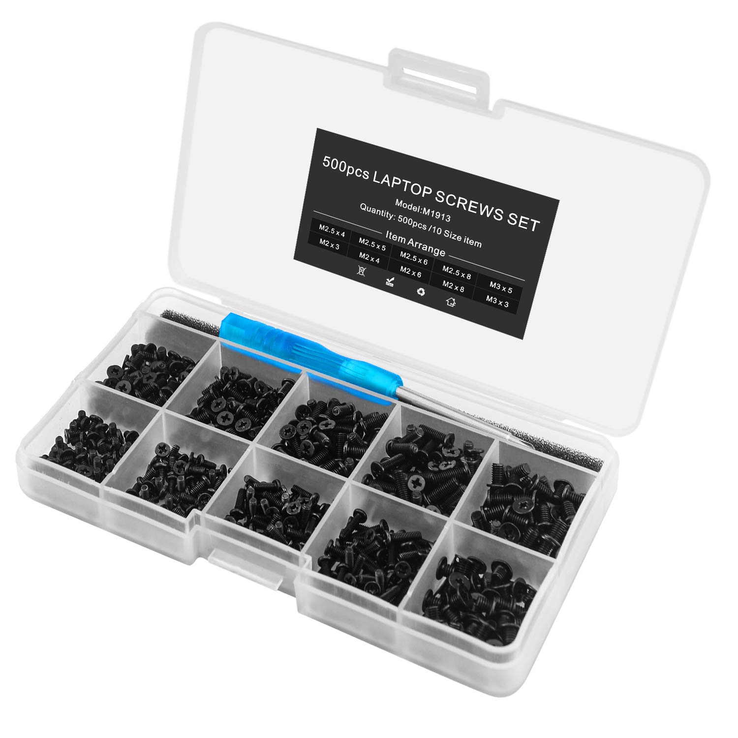 500pcs Universal Laptop Screw Set Kit for IBM HP Dell Lenovo Samsung Sony Toshiba Acer Gateway - Includes Screwdriver | Computer Repair & Maintenance Accessories for DIY Tech Support
