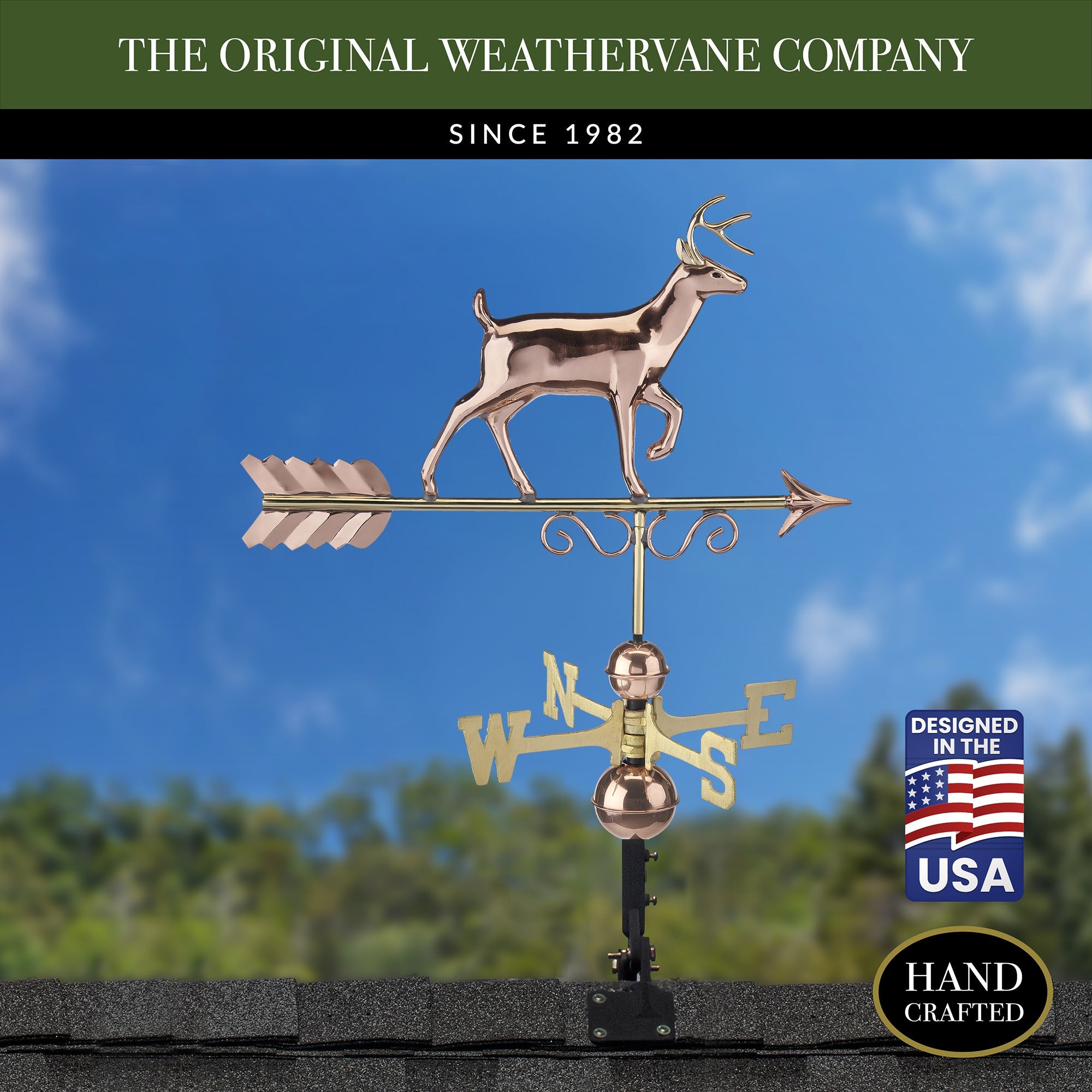 Proud Buck Weathervane - Handcrafted Metal Deer Weather Vane for Roof, Garden & Barn Decor | Rustic Outdoor Home & Farmhouse Decoration