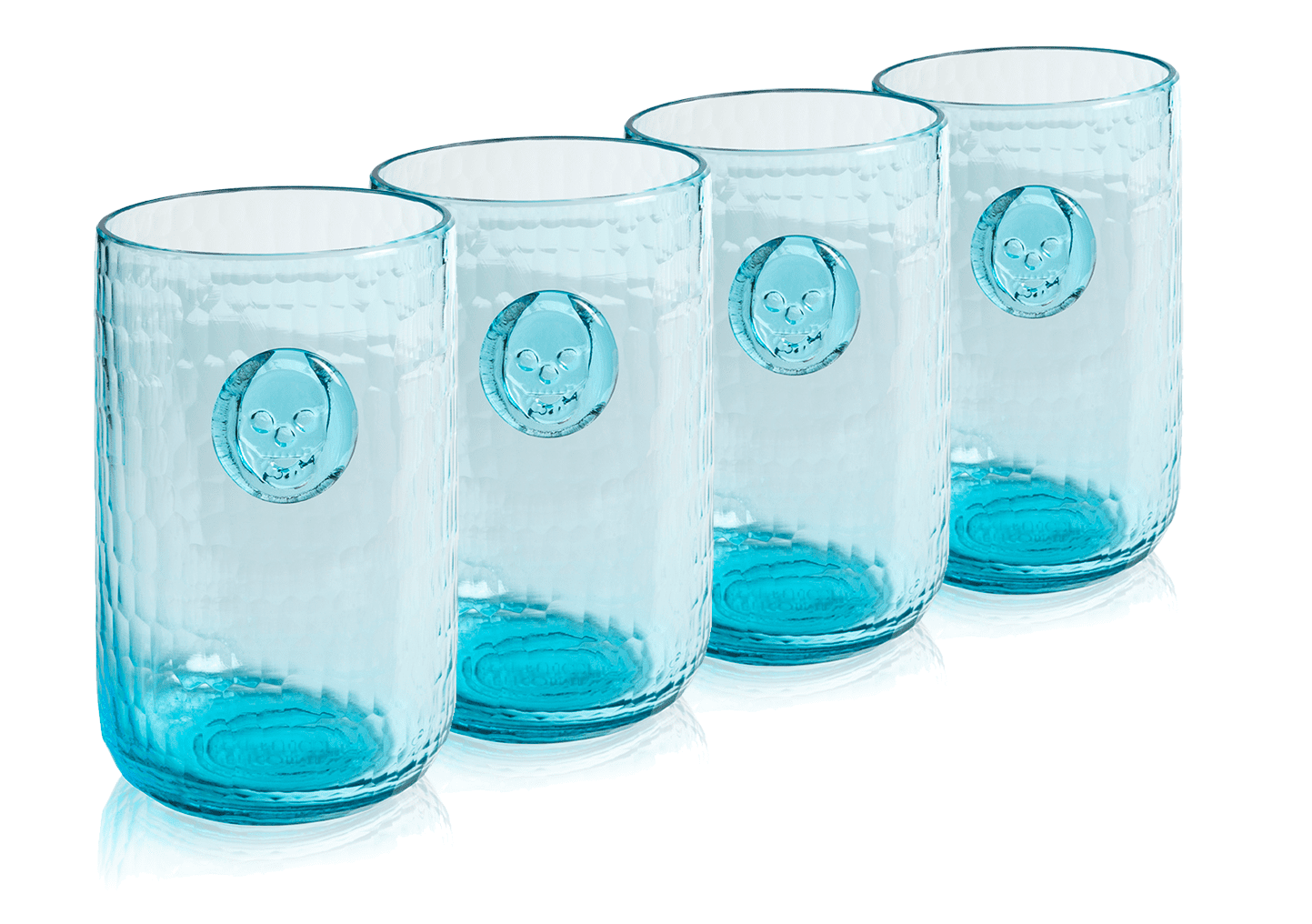 Skull Stamp Water Drinking Glasses Set of 4 - Gothic Style Barware for Halloween, Parties & Home Decor - Premium Aqua Glass Cups for Beer, Cocktails & Beverages