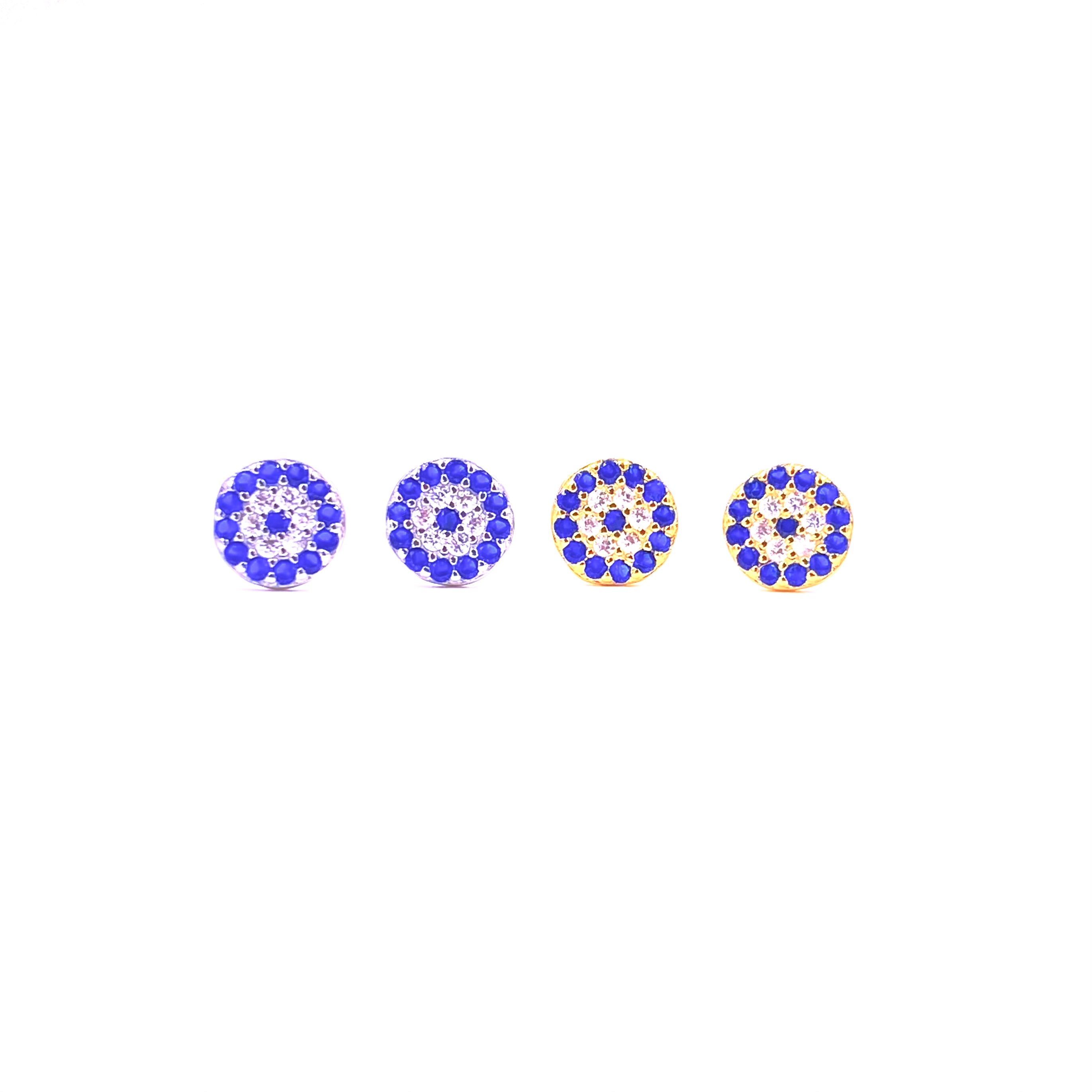 Sterling Silver Evil Eye Stud Earrings with Colorful CZ Stones - Ashley Gold Collection | Perfect for Protection, Boho Fashion & Everyday Wear