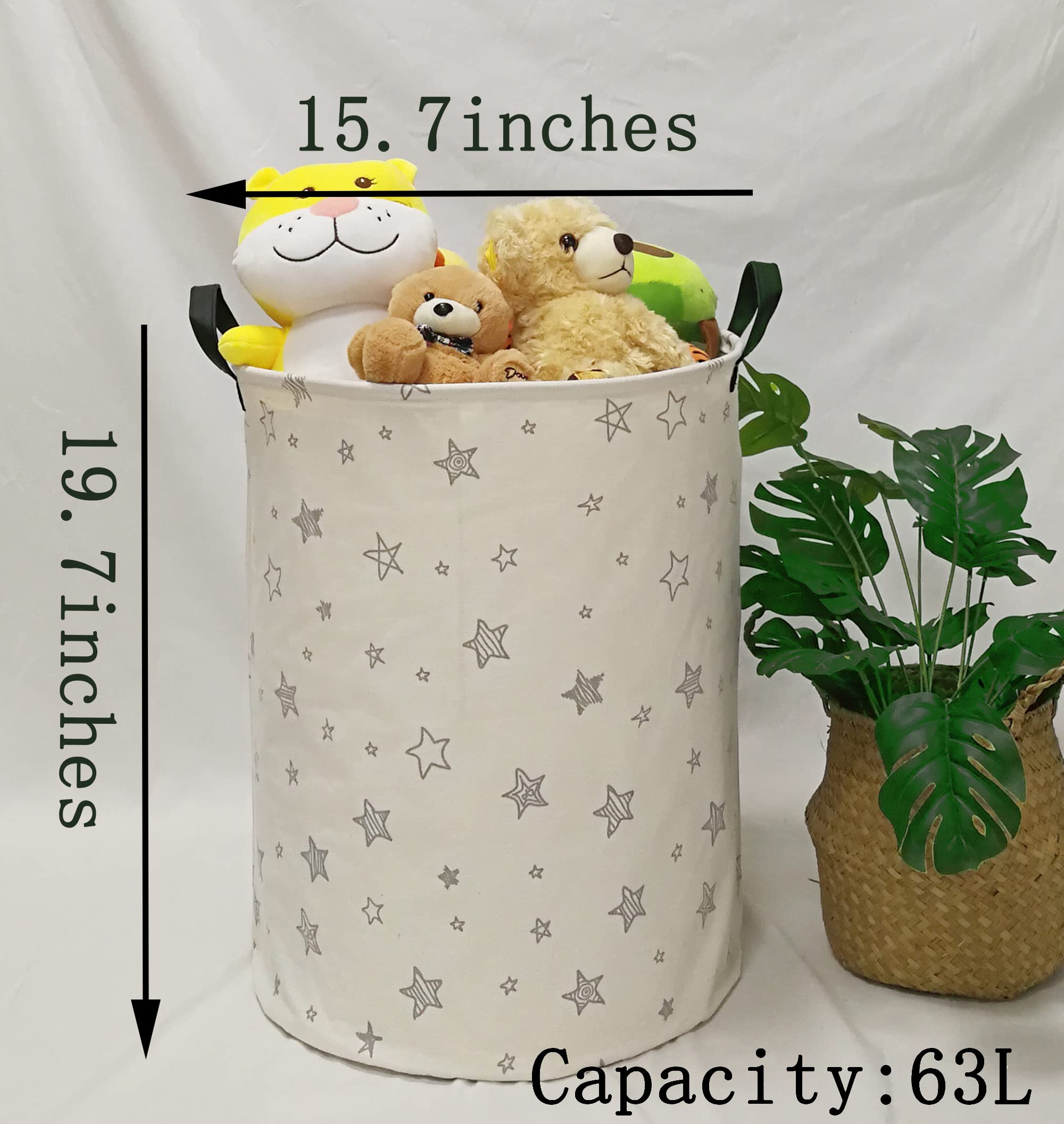 Gray Star Laundry Basket - Large Multipurpose Storage Bin with Waterproof Canvas Material, Perfect for Clothes, Toys & Home Organization - Ideal for Bedroom, Bathroom & Kids Room Storage (Gray Star)