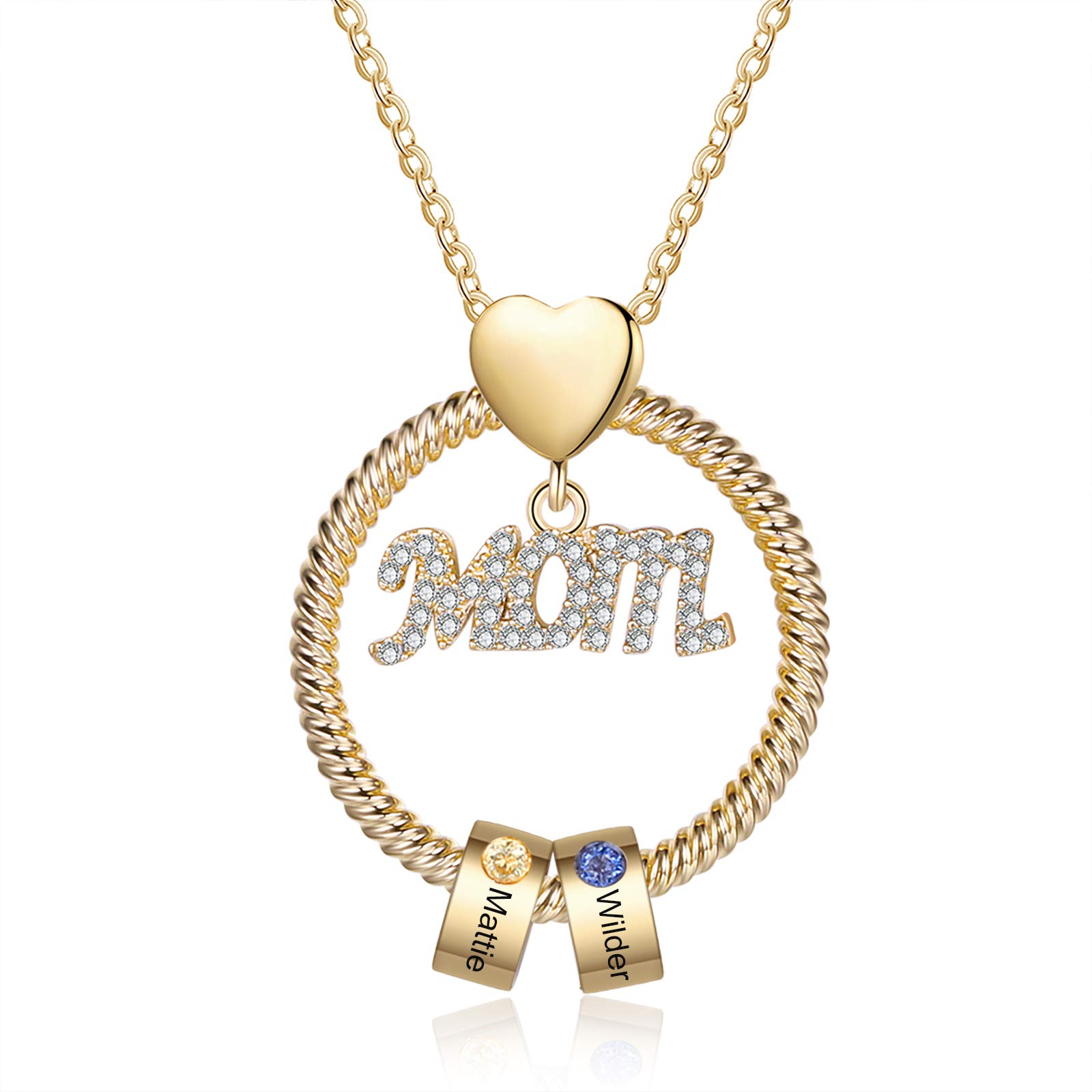 Personalized Mom Necklace for Women - Custom Name Jewelry with 1-5 Names & Birthstones | Thoughtful Mother's Day, Birthday, Christmas Gifts for Mom, Grandma & Daughter | Perfect for Family Celebrations, Mother-Daughter Bonding & Special Occasions
