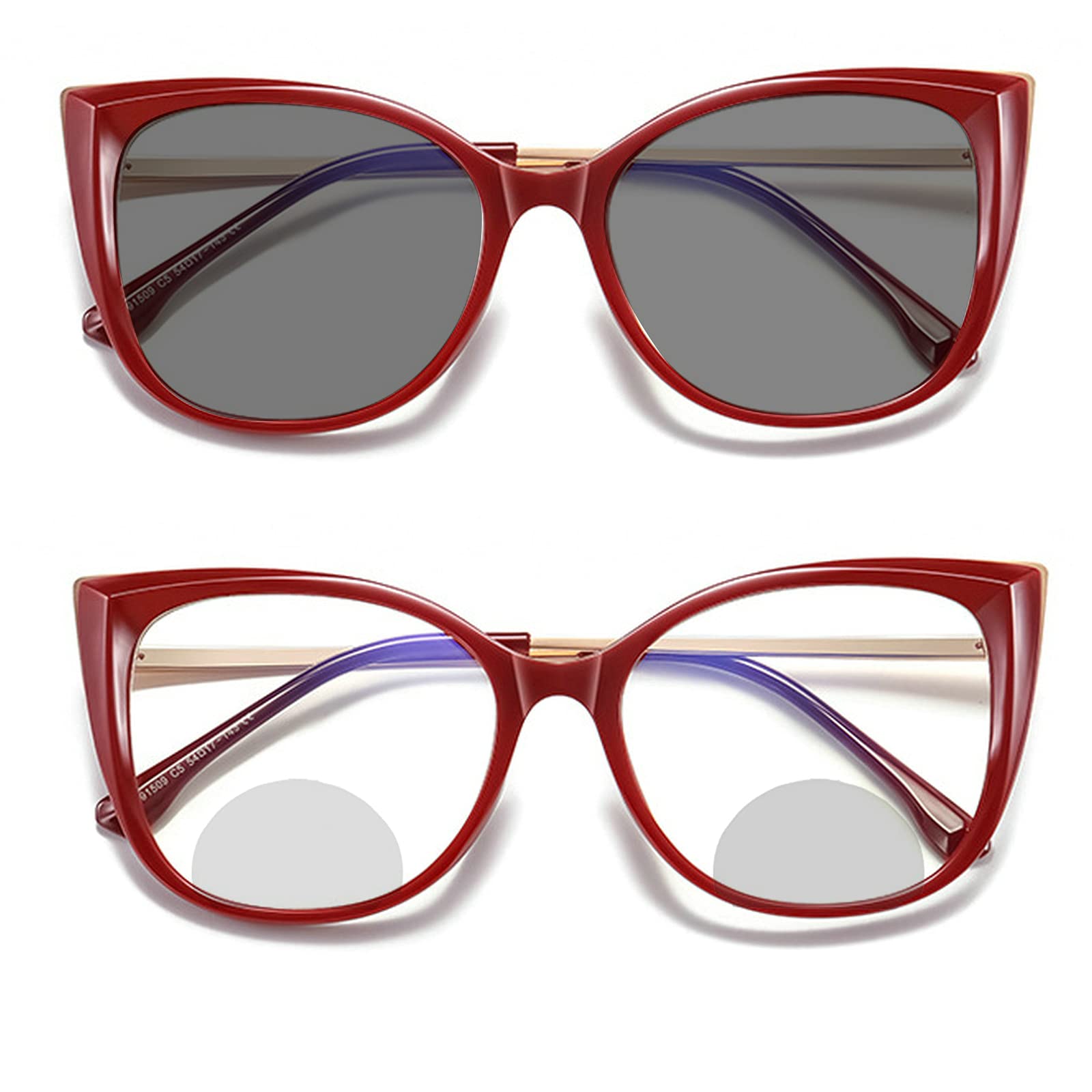 Photochromic Bifocal Reading Sunglasses for Women - Transition Lenses, Cat Eye Frames, Presbyopia & Multifocus Eyewear - Perfect for Outdoor Reading, Driving, and Fashion Accessories