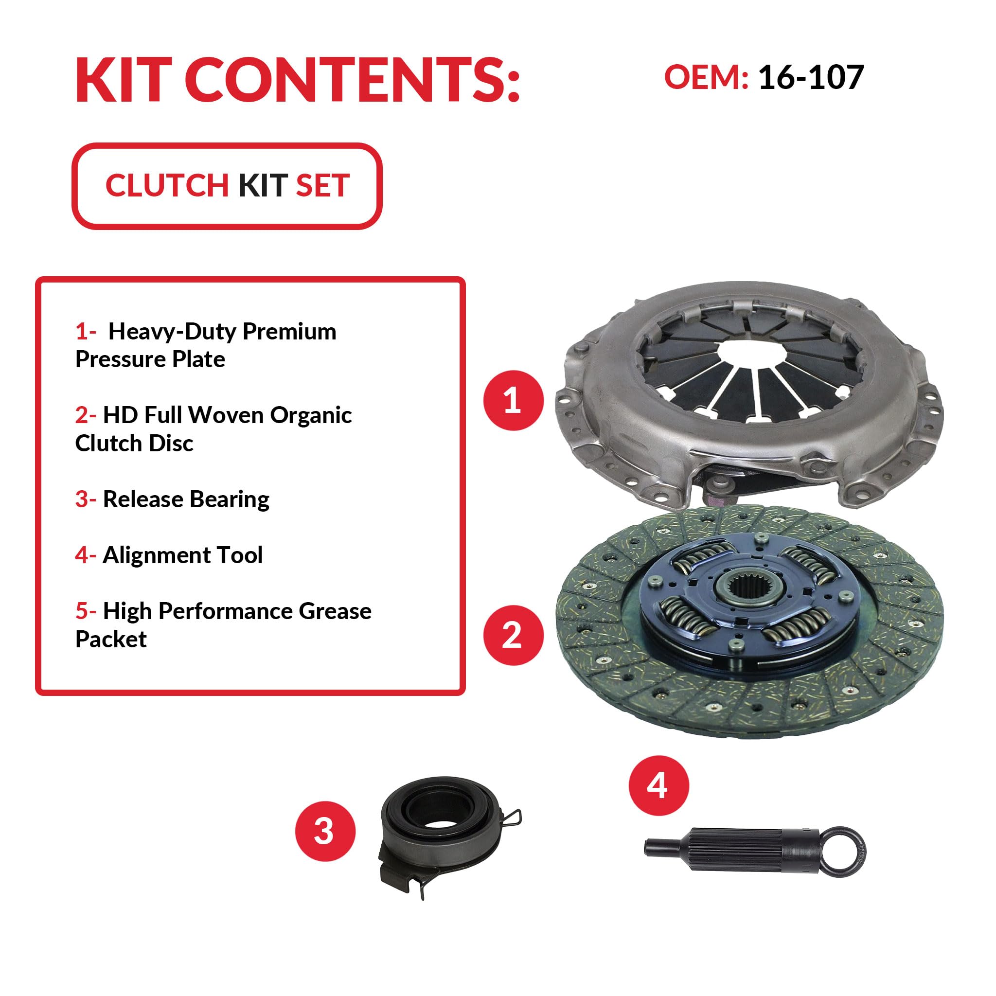 High-Quality Clutch Kit for Toyota Echo & Yaris 2000-2012 Models - Compatible with XA XB Base L LE Premium SE Core S CE 1.5L L4 GAS DOHC (VIN 1NZFE C50/C150) - Perfect for Smooth Gear Shifting & City Driving