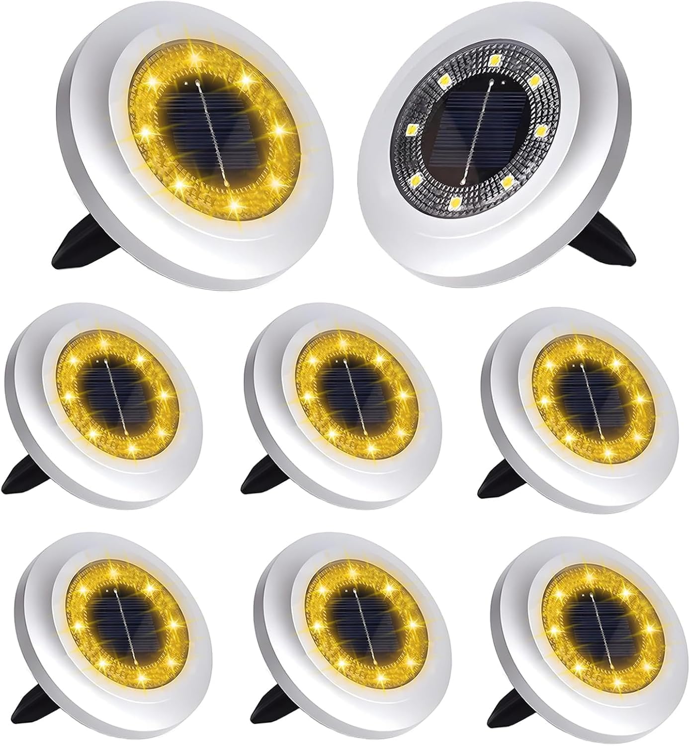 8 Pack Solar Lights Outdoor Waterproof - 8 LED Solar Garden Lights for Pathway, Yard, Deck, Lawn, Patio, Walkway, Driveway & Steps | Warm White Landscape Lighting | Perfect for Backyard, Garden Decor & Nighttime Safety
