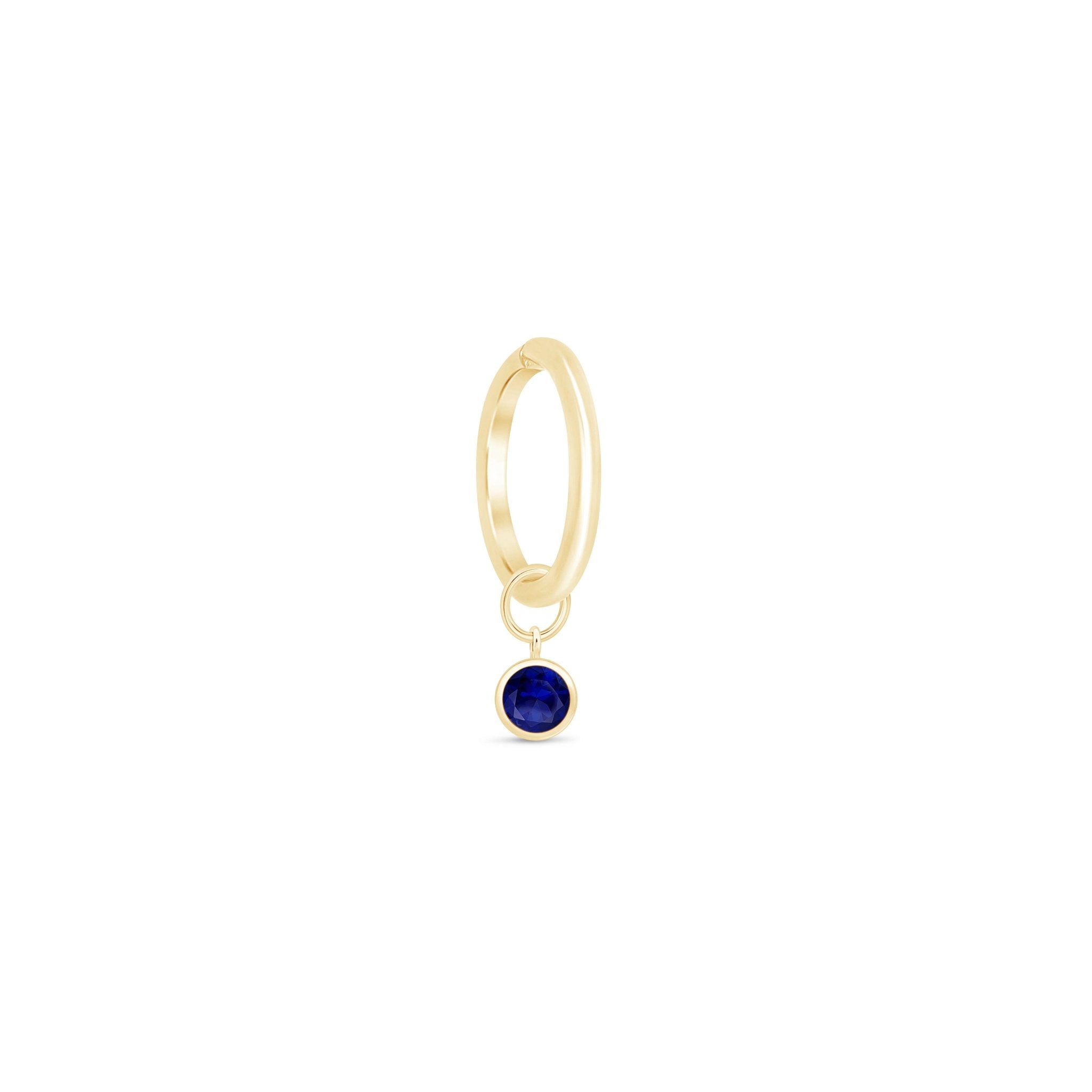 14K Solid Yellow Gold Sapphire Bezel Hoop Charm Earrings - Elegant Jewelry for Women, Perfect for Parties, Weddings & Everyday Wear