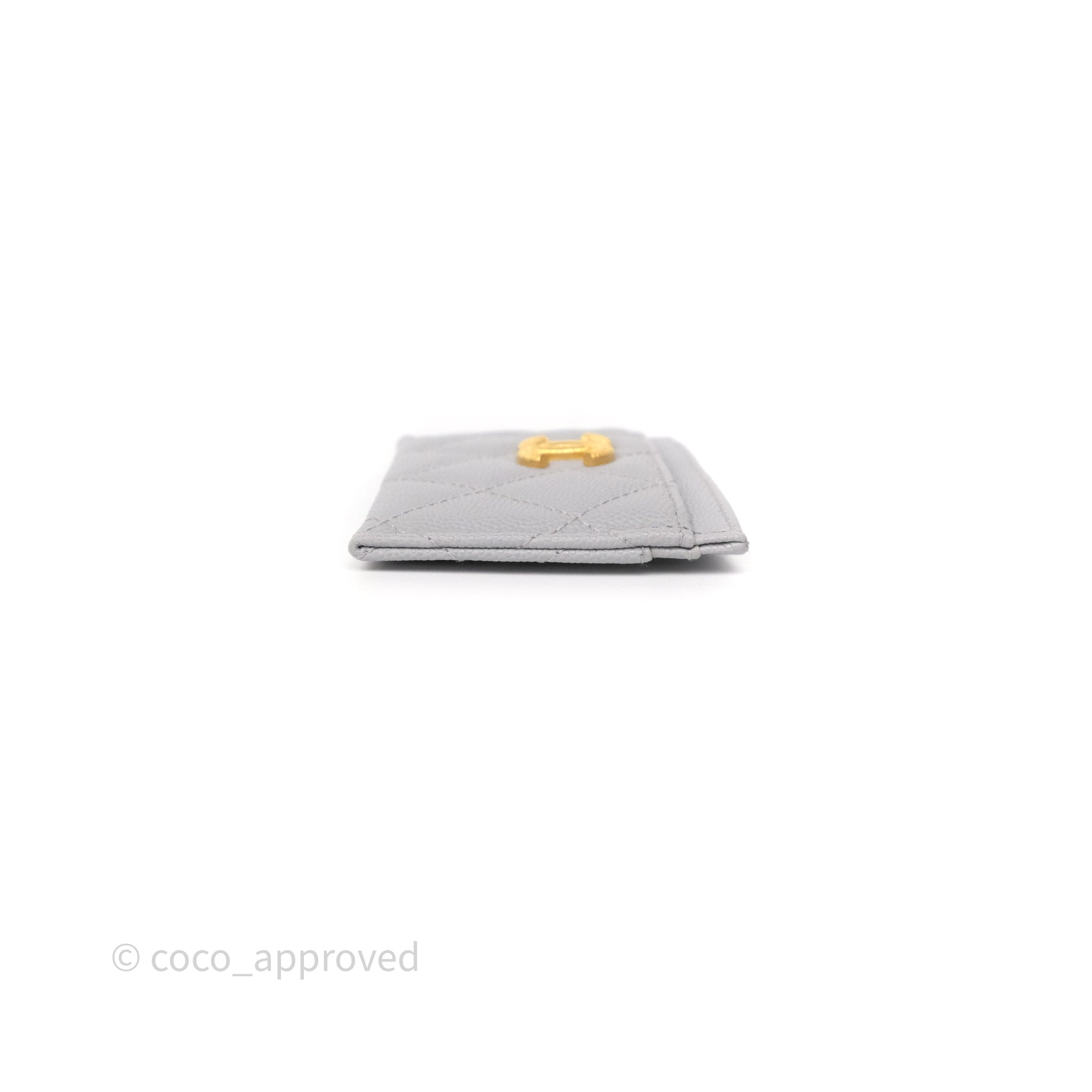Chanel Classic Card Holder in Grey Caviar Leather with Gold Hardware - Perfect for Everyday Use & Luxury Gift Giving