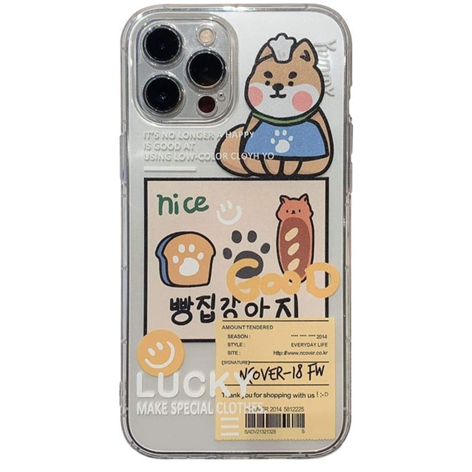 YLFC Cute Clear Cartoon Cat Phone Case for iPhone 13 Pro - Soft Silicone Protective Cover with Korean Style Label - Perfect for Daily Use, Work, and Travel (Color: A)