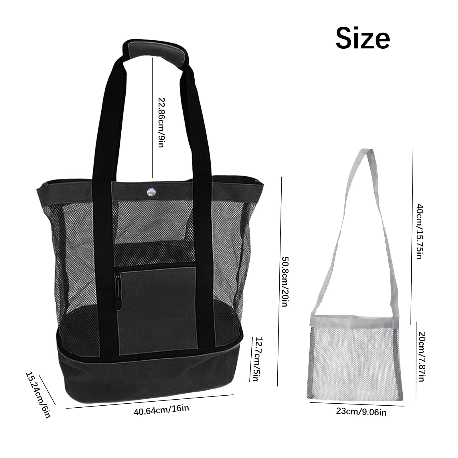 Multifunctional Mesh Beach Bag with Built-in Cooler - Large Outdoor Beach Tote with Small Pouch for Women - Perfect for Pool Parties, Picnics, and Summer Travel