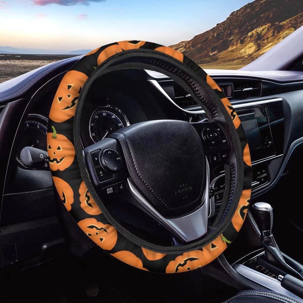 PZZ BEACH Halloween Pumpkin Steering Wheel Cover for Car - 15 Inch Auto Accessories Protector for Women - Perfect for Halloween Decorations & Car Themed Parties