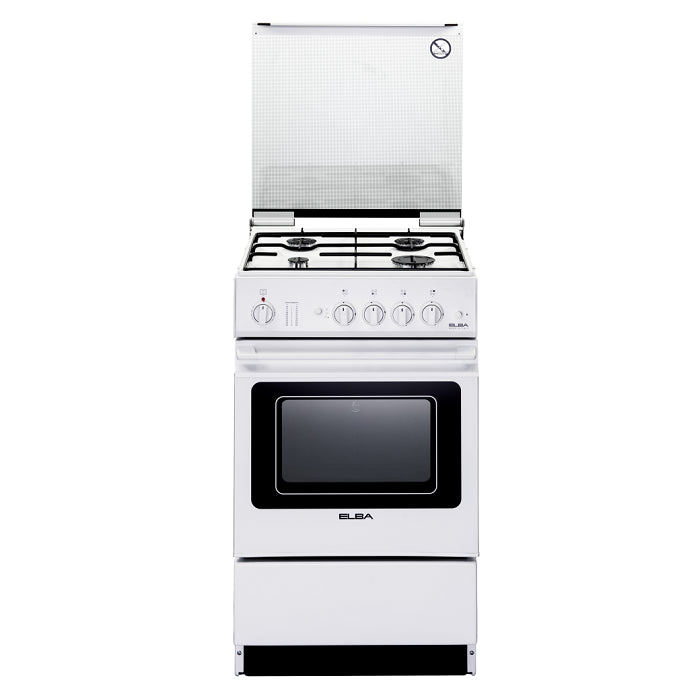 EEC566WH 4-Burner Freestanding Gas Cooker with 37L Electric Oven - Perfect for Home Kitchen, RV, Outdoor Cooking & Small Restaurants