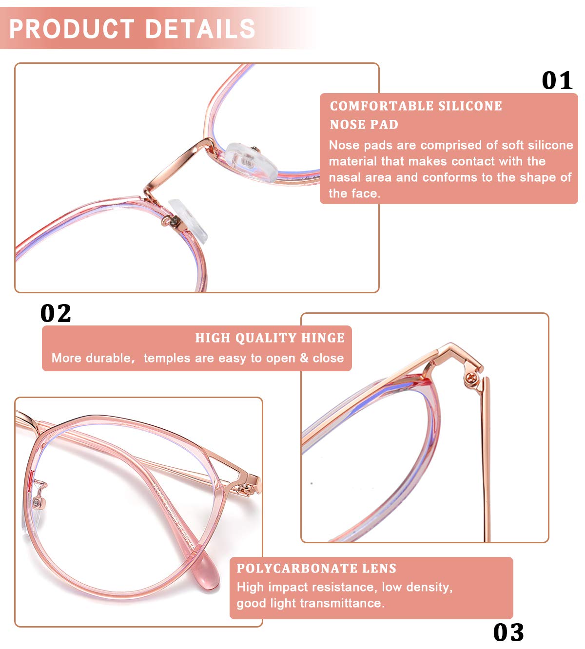 DUCO Blue Light Blocking Glasses for Women & Men - Retro Round Computer Eyeglasses for Office & Gaming