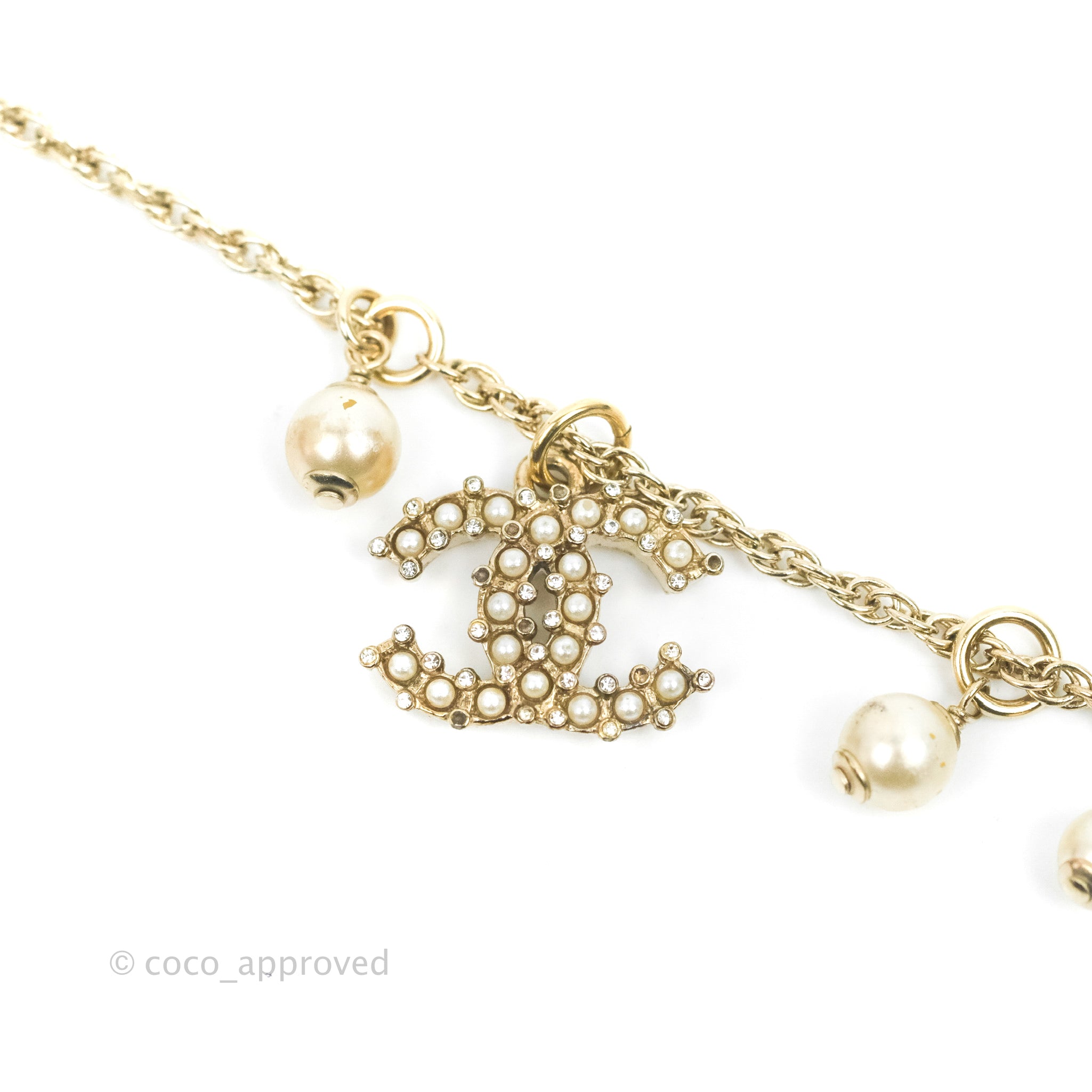 Chanel CC Crystal Pearl Bracelet in Gold Tone - 19C Collection | Elegant Jewelry for Women, Perfect for Parties, Weddings & Special Occasions