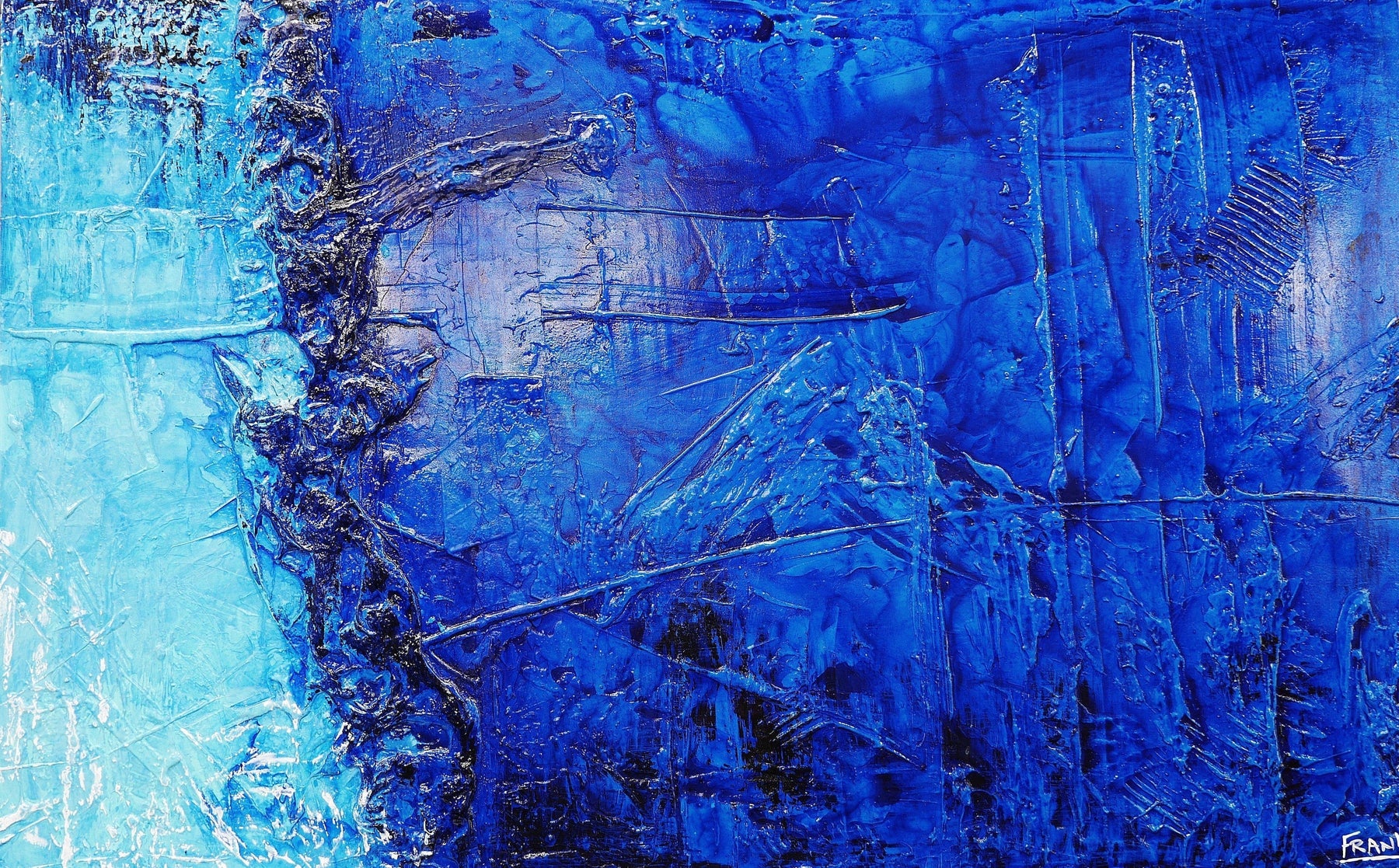 Light and Blue 160cm x 100cm Abstract Canvas Wall Art - Modern Blue Painting for Living Room, Bedroom & Office Decor