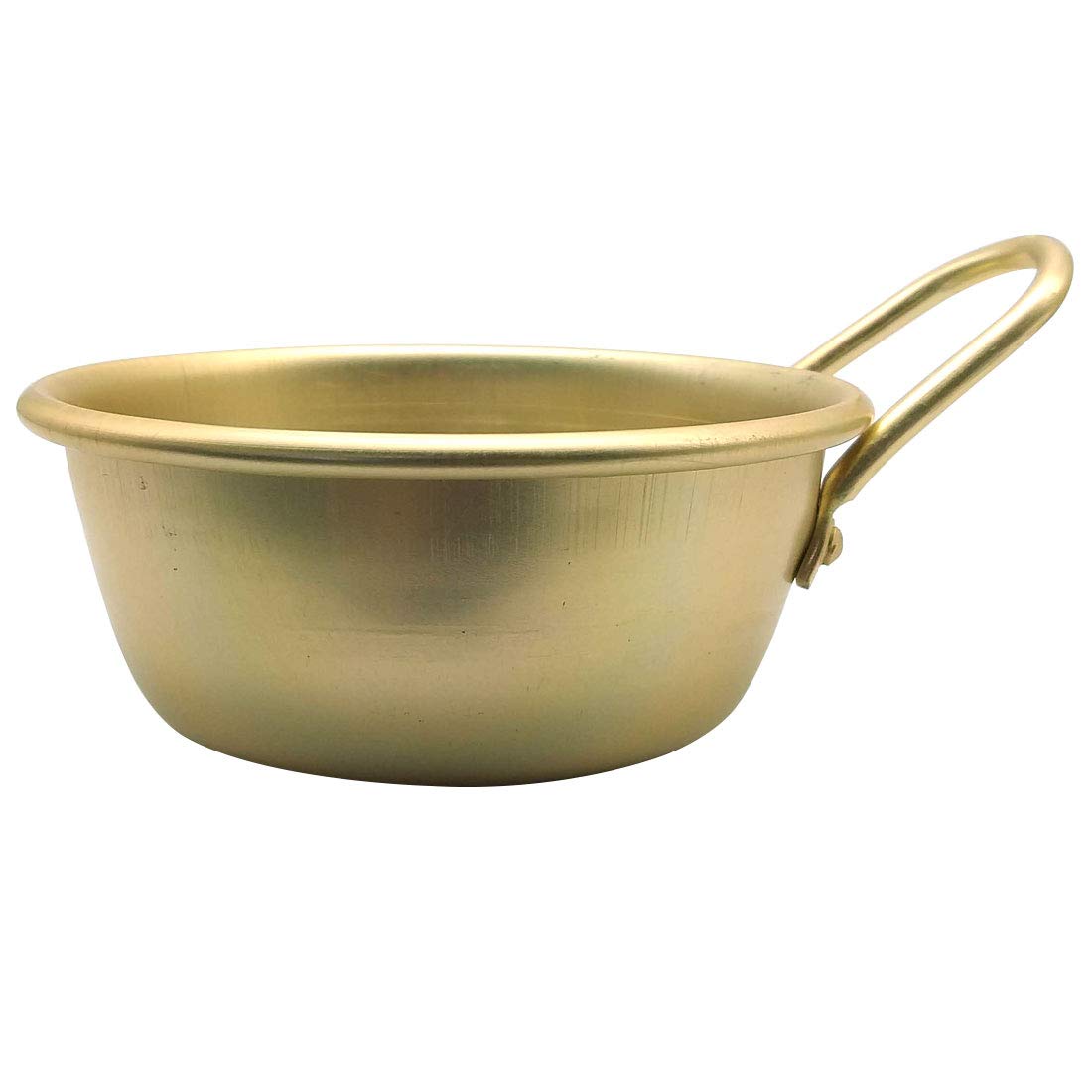 GARASANI 2 Pack Korean Traditional Aluminum Wine Bowls - 4.7 Inch Yellow Soup Cups for Sake, Makgeolli & Hiking Camping Dishes | Durable Lightweight Korean Ceremonial Drinkware