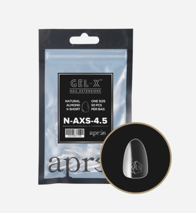 Apres Gel X Refill Tips 2.0 - 50pcs Natural Extra Short Almond Nail Tips for DIY Manicure & Salon Use - Perfect for Gel Extensions, Acrylic Nails & Home Nail Art