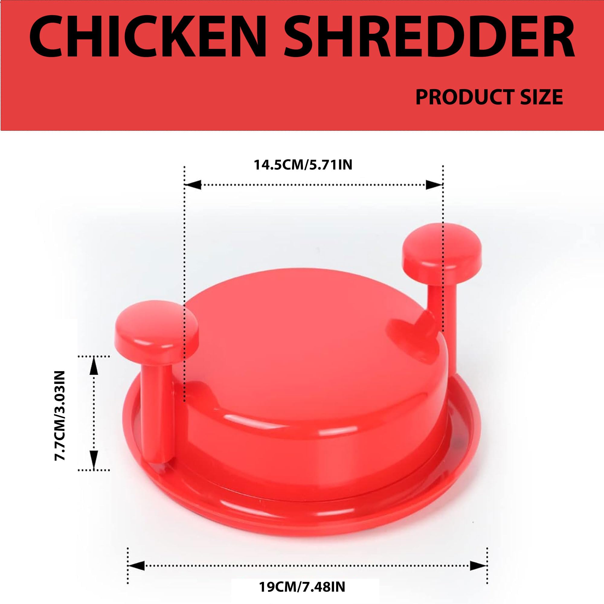 PINKJOY Chicken Shredder Tool - Ergonomic Meat Shredder with Non-Slip Handle for Pulled Pork, Chicken, Beef - Easy to Clean & Twist - Perfect for BBQ, Tacos, Sandwiches & Meal Prep (Red)