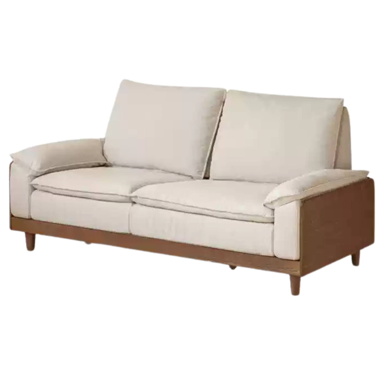 85x38.9x37.4 inch / 216x99.7x95cm / Walnut color / ash walnut color sofa imitation cotton and linen pear white