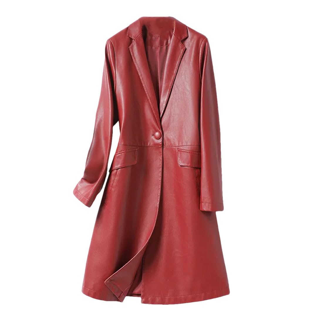 Women's Mid-Length Sheepskin Leather Jacket - Stylish & Warm Outerwear for Fall & Winter Fashion