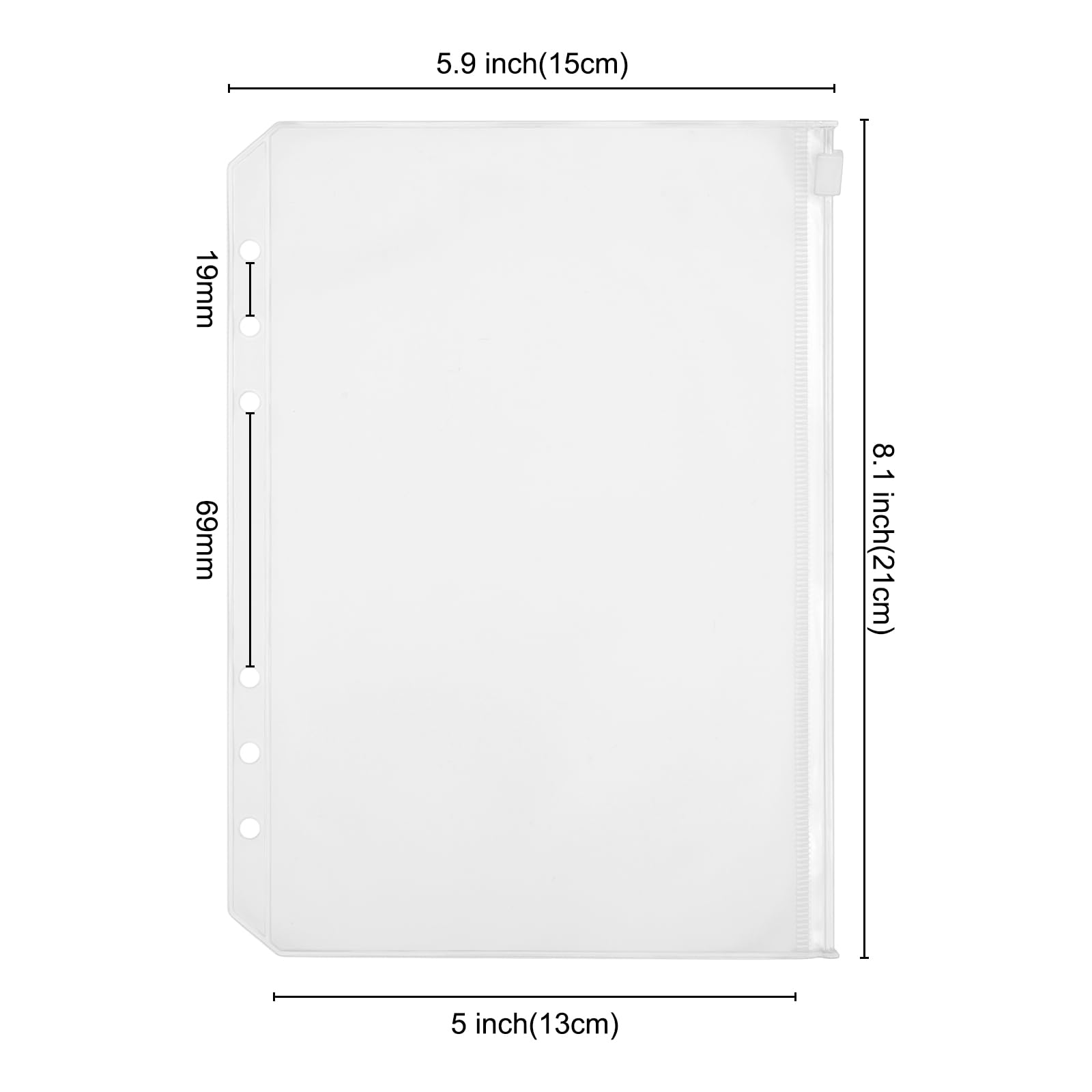 24PCS A5 Binder Pockets with Zipper - 6 Holes Clear Plastic Cash Envelopes for Budgeting, Money Organizer & Planner - Perfect for Home Finance, Office Organization, and School Supplies