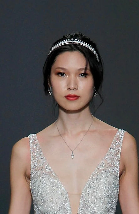 AMBER Petite Tiara - Elegant Crystal Bridal Hairpiece for Weddings, Prom & Special Occasions