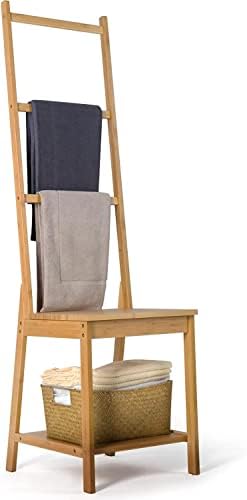 Wooden Freestanding Multi-Tier Towel Rack Stand with Shelf - Bathroom, Bedroom, Gym & Kitchen Towel Holder - Perfect for Organizing Hand Towels, Bath Towels & Decorative Storage