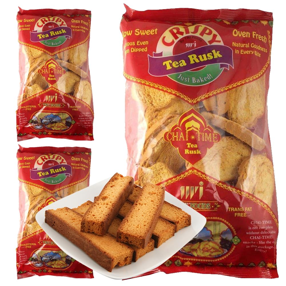 Crispy Tea Rusk 3 Packs (200g) | Authentic Indian Snack | Perfect with Tea | Breakfast, Tea Time & Office Snacks
