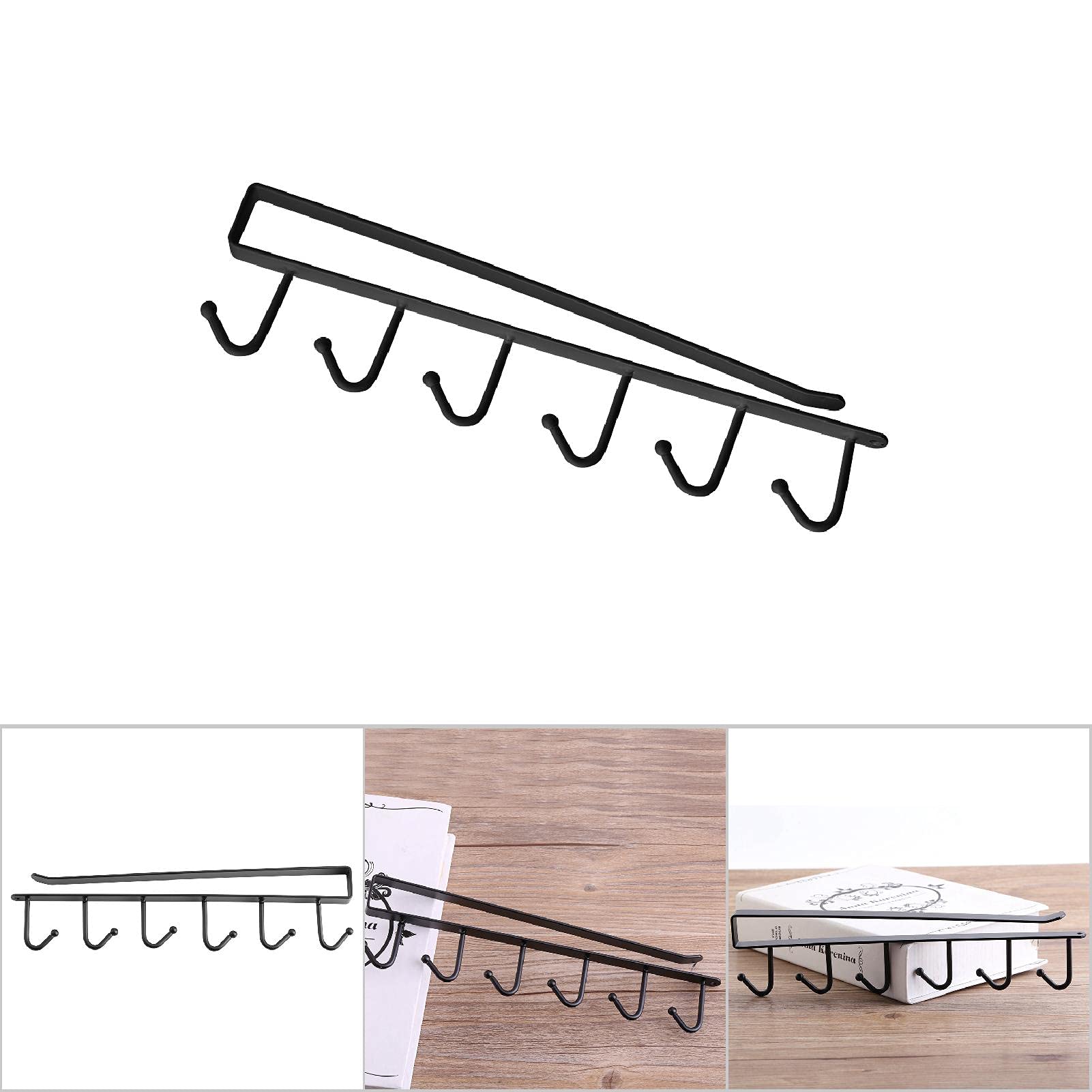 Metal Mug Hanger - Under Cabinet Cup Organizer for Kitchen Storage | Space-Saving Solution