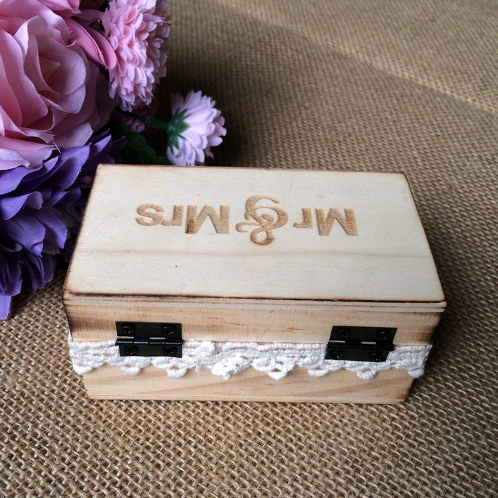 Elegant Wooden Wedding Ring Box for Engagement - Mr & Mrs Ring Bearer Holder - Perfect for Ceremonies, Proposals & Vow Renewals